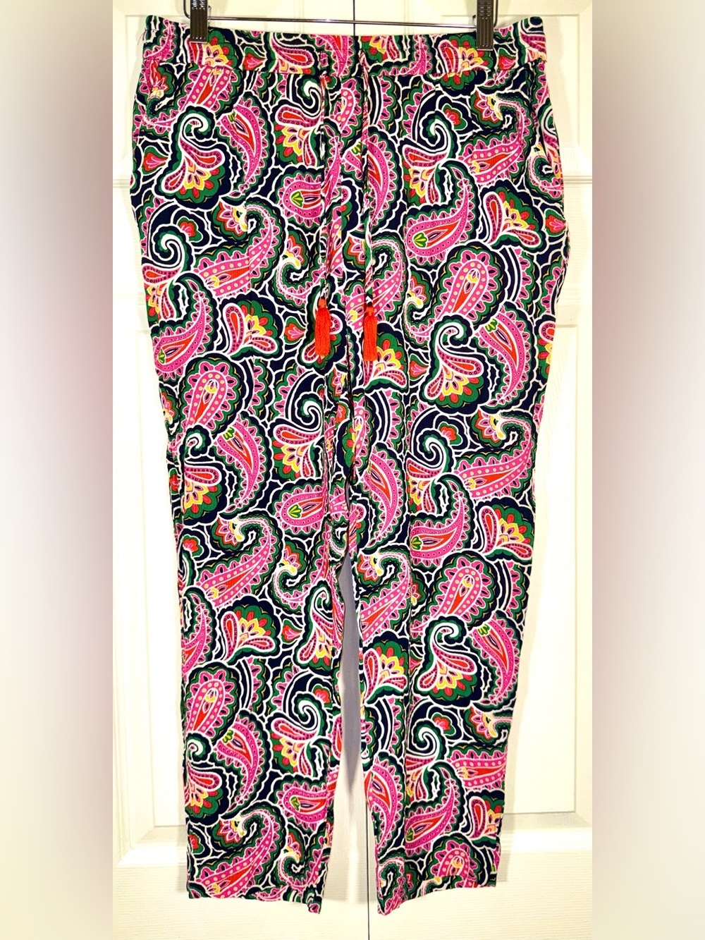 Boden Paisley Print Cropped Pull-On Pants US 10P UK 12P